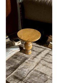 Resim Zarif Masif Ahşap Mantar Sehpa Tekli Zigon Ve Fiskos Sehpa Bej 