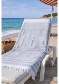 Resim Elmas Desenli Pamuk Peştemal Plaj Havlusu 100x170 Cm Pareo Kullanımına Uygun Açık Gri 