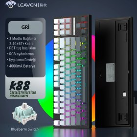 Resim Leaven K88 Mekanik Oyun Klavyesi- 3 Modlu Hot Swap Rgb 4000 Mah Batarya 