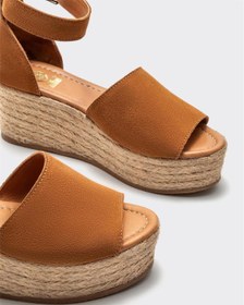 Resim Elle Shoes Taba Deri Kadın Dolgu Topuklu Sandalet 