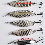 Resim 20g Gümüş Beş Paket Seti LP45678 için - Treble Hooks ile Çinko Alaşım Kaşık Yemi, Balıkçılık ve Av için Çok Renkli Seçenekler (Pembe, Beyaz, Yeşil, Siyah, Mor) için Balıkçılık Aksesuarları 