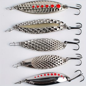 Resim 20g Gümüş Beş Paket Seti LP45678 için - Treble Hooks ile Çinko Alaşım Kaşık Yemi, Balıkçılık ve Av için Çok Renkli Seçenekler (Pembe, Beyaz, Yeşil, Siyah, Mor) için Balıkçılık Aksesuarları 