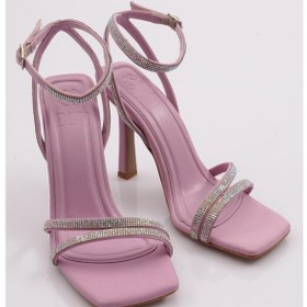 Resim Dgn 2026 Kadin Silver Taşli Bilekten Kemer Bağlamali Topuklu Sandalet 2026-2219-R11119 Lila 