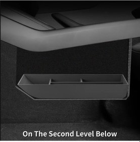 Resim Honeybeeshop For Tesla Model Y Juniper 2025 Siyah Merkez Konsol Depolama Tepsisi Gizli Düzenleyici 