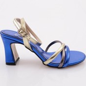 Resim Dgn 7550 Kadin Çapraz Bantli Topuklu Ayakkabi 7550-424-R15035 Saks Mavi 