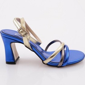 Resim Dgn 7550 Kadin Çapraz Bantli Topuklu Ayakkabi 7550-424-R15035 Saks Mavi 
