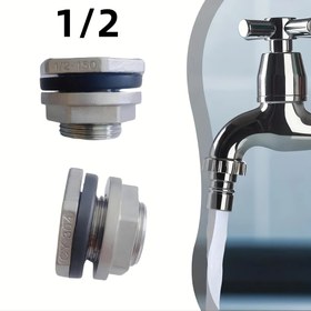 Resim 1/2" Paslanmaz Çelik Su Tankı Bağlantısı - 304 Kalite, Avrupa ve Amerikan Dişleri ile Uyumlu, Su Kuleleri, Yağmur Varilleri, Havuzlar, Dış Mekan Bahçe Malzemeleri, Su Tankı Aksesuarları için Sızdırmaz O-Ring Contası, Dayanıklı Metal Yapı 