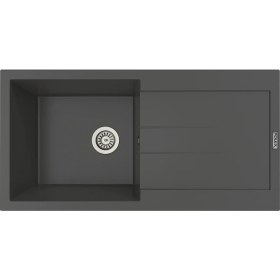 Resim POLEX Cristalüx Granit Evye P-X1 Antrasit Tezgah Altı Ve Tezgah Üstü Mutfak Evyesi 98x49,5cm 