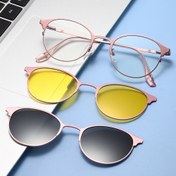 Resim Bu Yeni Şık Yuvarlak Çerçeve Manyetik Gözlük Seti, Gözlük Çifti, İki Manyetik Değiştirilebilir Lens ve Gözlük Saklama Çantası içerir. Metal Çerçeve, TAC Lensler ve Gece Görüş Lensleri ile donatılmıştır. Hem Erkekler hem de Kadınlar için uygundur, Günlük Kullanım için Mükemmel ve Yüksek Kaliteli. 