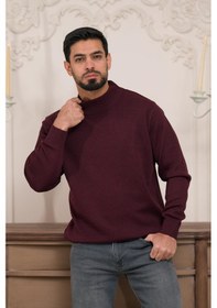 Resim Woolen World Balıkçı Yaka Kalın Yünlü Erkek Triko Kazak Bordo 