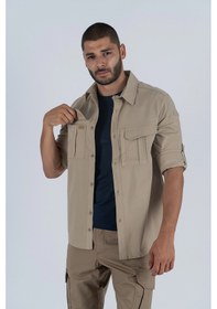 Resim Combat Tactical Taktik Gömlek Fermuar Cepli Koruma Outdoor Gömlek Bej 