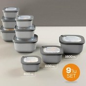 Resim 9'lu 3x(600-1100-1800 Ml) Mikrodalga Ve Difrize Uygun Vip Kapaklı Özel Saklama Kabı Seti Antrasit Vienev