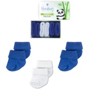 Resim Novibaby 3'lü Bambu Yenidoğan Bebek Çorap I White Blue I Kız Erkek Bebek Çorabı 