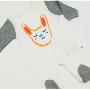 Resim Carmin Baby Unisex Bebek Beyaz Gri Tilki Desenli Tulum 