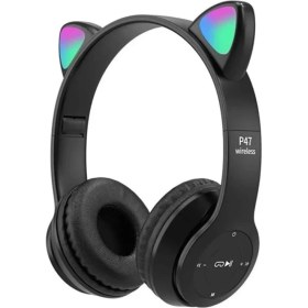 Resim Pazariz P47M Bluetooth Kedi Kulaklık Katlanabilir Sd Kart Girişli Mikrofonlu Kablosuz LED Işıklı 