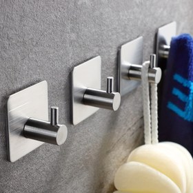 Resim 4'lü Paket Ağır Hizmet Su Geçirmez Paslanmaz Çelik Bornoz ve Havlu Kancaları - Banyo ve Yatak Odası Organizasyonu için Cilalı Kaplamalı Kolay Kurulum Duvara Montaj Moda Kanca Seti 