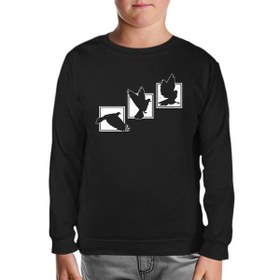 Resim Birds Flying against Frames Siyah Çocuk Sweatshirt 