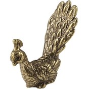 Resim Suntek Pirinç Tavuskuşu Heykelcik Heykeli El Yapımı, Hayvan 4,8cmx4,1cm 