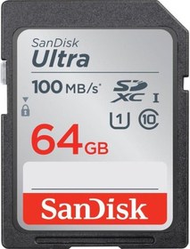 Resim Sandisk Ultra Sdhc 64GB 100MB/S Class 10 Uhs-I Hafıza Kartı SDSDUNR-064G-GN6IN 