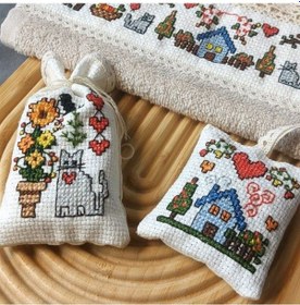 Resim Uretti - Pınar 6788 0724 El Yapımı Banyo El Havlusu Lavanta Torbası Ve Sabunluk Üçlü Set Bej 