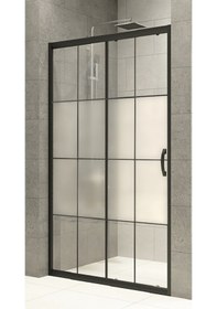 Resim Durul Duşakabin Ön Cephe 5mm Siyah Çizgi Komple Buzlu H:190 CM Siyah 