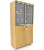 Resim Modüler Dünyası 2 Cam Kapaklı Kilitli Dosya Dolabı Teak 80X38X153 Teak 