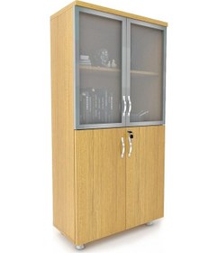 Resim Modüler Dünyası 2 Cam Kapaklı Kilitli Dosya Dolabı Teak 80X38X153 Teak 