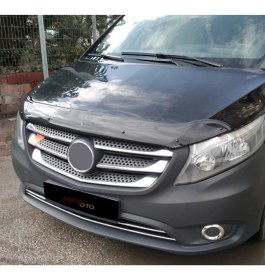 Resim Mkg Mercedes Viano 2014 - 2019 Ön Kaput Koruyucu Rüzgarlığı Piano Black 3.2 mm Kalın Plastik 
