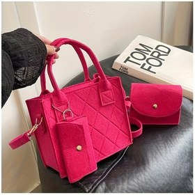 Resim 2025 Yeni Tarz 3 Parça Kabartmalı El Çantası Seti, Şık Çapraz Askılı Çanta + Clutch + Cüzdan Kombinasyonu, Düz Renk Günlük Ufak Kare Çanta, Kaliteli Kumaştan Bayan Hediye Seti, Süper Değerli Paket 