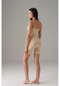 Resim Kadın Ten Dikişsiz Askılı Tulum Bodysuit 12483 Siyah 