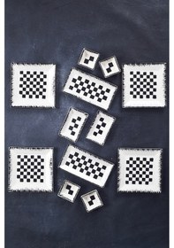 Resim Piatti Naturali 12 Parça 4 Kişilik Dama Kahvaltı Takımı Handmade Sunum Set Siyah 