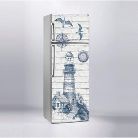 Resim Jasmin2020 Buzdolabı Sticker Kaplama Etiketi Pusula Deniz Feneri 