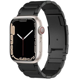 Resim iOs Watch Uyumlu Serisi 7 İçin 41mm Titanyum Metal Saat Bandı Siyah 