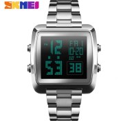 Resim Hanyang Gümüş Skmeı Rahat Tarzı Spor Erkek Saati Tam Çelik Su Geçirmez Elektronik LED Dijital Bilek Saatler Moda Saat Erkek Relogio (Yurt Dışından) 