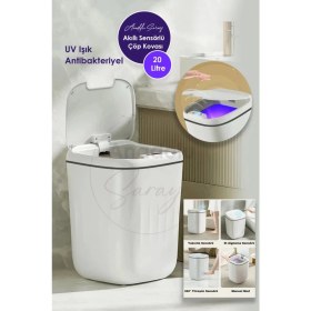 Resim 20L Uv Işık Antibakteriyel Akıllı Koku Geçirmez Teknolojik Sensörlü Çöp Kovası Ofis Banyo Mutfak 