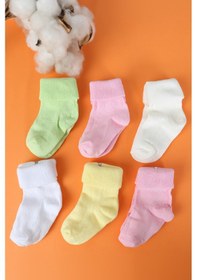 Resim Baby Shez %100 Pamuklu 6'lı Yenidoğan Bebek Çorap Pembe 