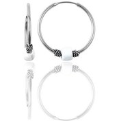 Resim Gümüş 14 Mm Beyaz Taşlı Halka Küpe 