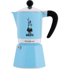 Resim Bialetti Rainbow Mavi Mokapot 3 Cup (Bialetti Aluminum Moka Pot Rainbow 3 Cup Light Blue) 