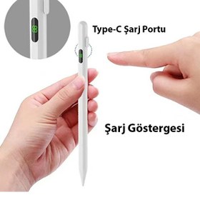 Resim Ally K-2268 Dijital Göstergeli Universal Kapasitif Stylus iPad Tablet Dokunmatik Kalem Beyaz 