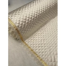 Resim Kaizen Carpet Vintage Sınırlı Üretim Özel Seri Saten Raf Örtüsü - Krem 50 cm Derinlik x 10 mt Boy Gold Su Taşı Detaylı Lüks Saten Kapitone Raf Örtüsü / Çekmece Örtüsü / Dolap İçi Örtü 