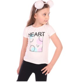 Resim Toontoy Kids Toontoy Kız Bebek Heart Baskılı Tişört Ekru 