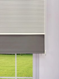 Resim Luna Serisi Beyaz Tül Antrasit Gri Stor Perde Işık Kontrollü, Çift Mekanizmalı, Kolay Montaj Antrasit Gri 