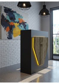 Resim Resital Ledli Karşılama Bankosu G-90 Cm Ofis Kasa Resepsiyon Masası Banko-001-4-2 