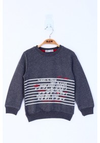 Resim Toontoy Kids Toontoy Erkek Çocuk Yazı Baskılı Sweatshirt Antrasit Melanj 