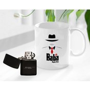 Resim Bk Gift Kişiye Özel Babalar Günü Hediyesi Baba Godfather Tasarımlı Kupa Bardak Ve Benzinli Çakmak Seti-17 