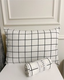 Resim Çift Kişilik Ranforce Lastikli Çarşaf + Adet Yastık Kılıfı Siyah Beyaz 180x200 