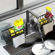 Resim 1 adet Çok Fonksiyonlu Su Geçirmez Plastik Lavabo Düzenleyici - Süngerler, Fırçalar, Havlular için Yer Tasarruflu Depolama - Dayanıklı Siyah Plastik Tasarım ve Birden Fazla Bölmeler - Mutfak, Banyo, Dış Mekan Kutuları, Dolaplar, Raflar için İdeal, Mutfak Lavabosu için Sünger Tutucu 