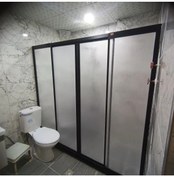 Resim nokta duşakabin 175cm Teknesiz Plastik Camlı Siyah Profilli Duşakabin Nd422 