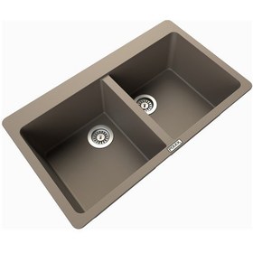 Resim Polex Cristalüx Granit Evye P-N9 Toprak 2 Hazneli Tezgah Altı Ve Tezgah Üstü Mutfak Evyesi 86x50.5 CM 