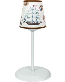 Resim ŞENAY AYDINLATMA Çocuk Odası Konik Kumaş Abajur-beyaz Gemici 